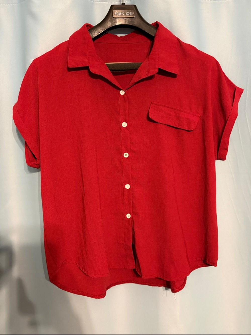 Maroon Short Sleeve Button-Up Shirt